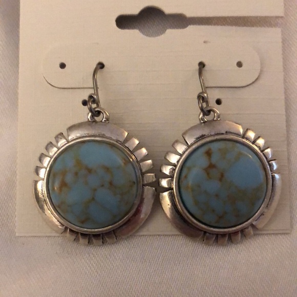 Lucky Brand Silver Tone Coin Drop Earrings Turquoise Accents NWT - Picture 9 of 11